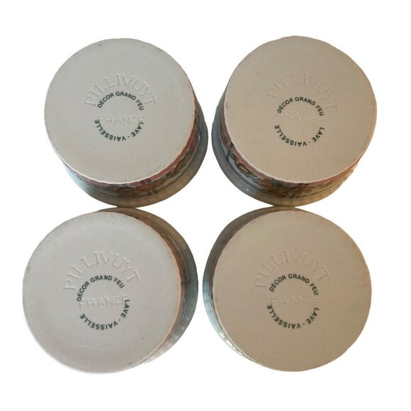 Vintage Pillivuyt Porcelain Ramekins Fruit Pattern Set of 4 Made in France 3.5in - Picture 3 of 7